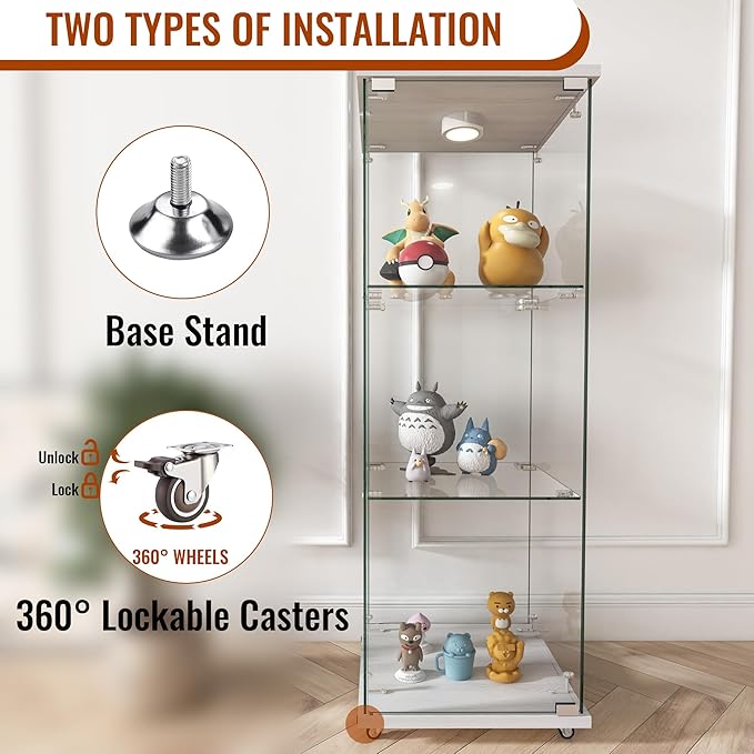 Yoluckea 3-Shelf Glass Display Cabinet - Image 5