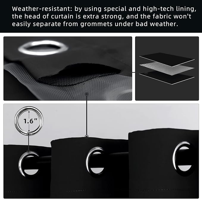 Outdoor Patio Curtain Waterproof Darkening Thermal Insulated Indoor Curtains - Image 3