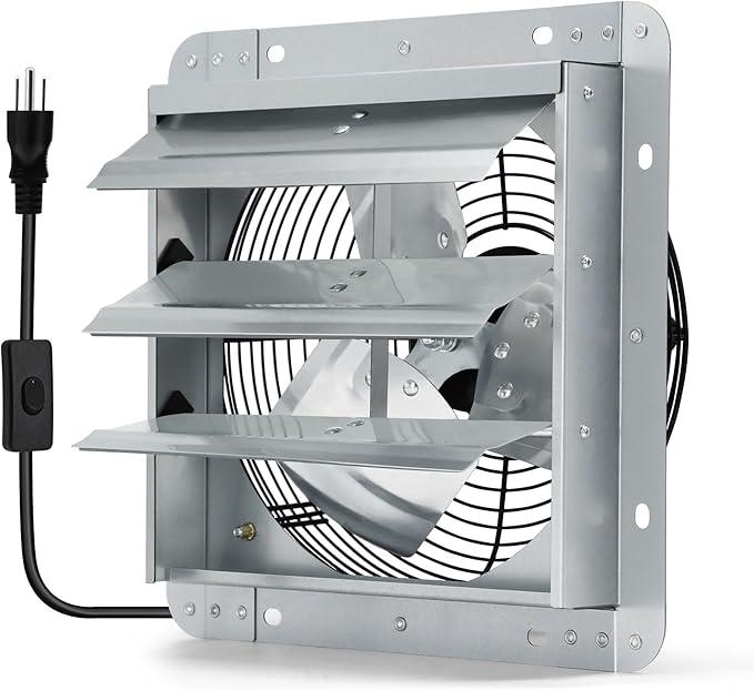 12 Inch Shutter Exhaust Fan, Wall Mount Attic Fan by Hipoilk