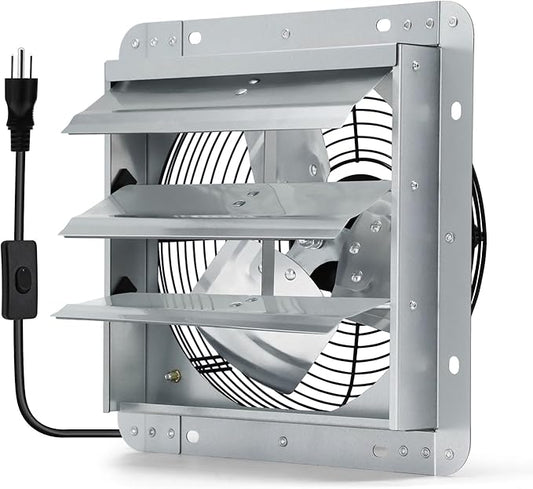 12 Inch Shutter Exhaust Fan, Wall Mount Attic Fan by Hipoilk