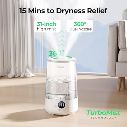 Homvana Humidifiers for Bedroom Home, 3.6 L Cool Mist Top-Fill 34H Super Long - Image 3