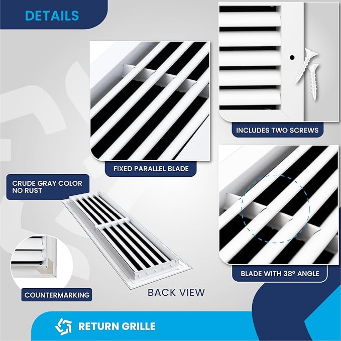 24x6 Inch Air Return Vent Cover Decorative – Premium Aluminum AC Vent Cover - Image 9