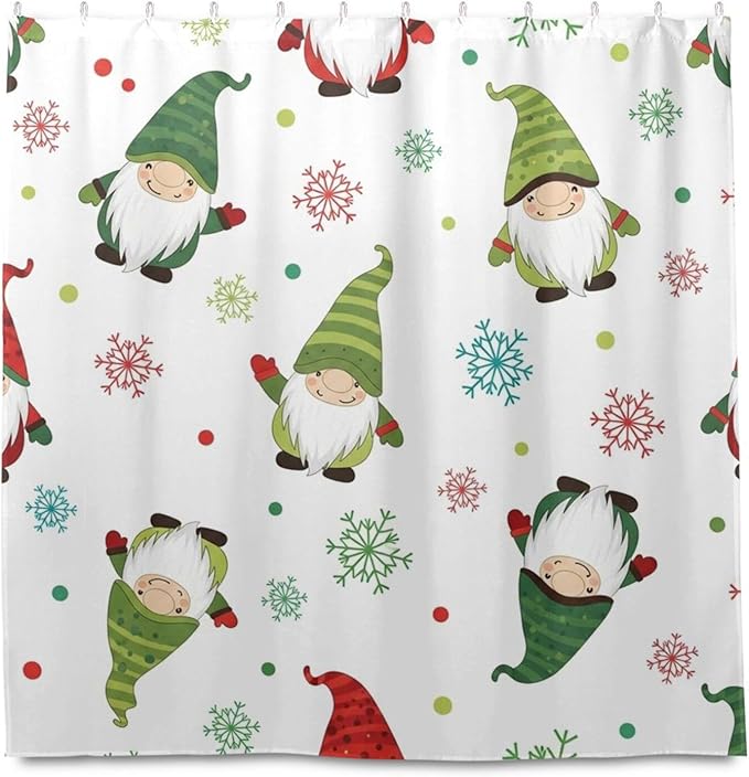 Christmas Gnome White Shower Curtain Liner 72×72 inch - Image 2