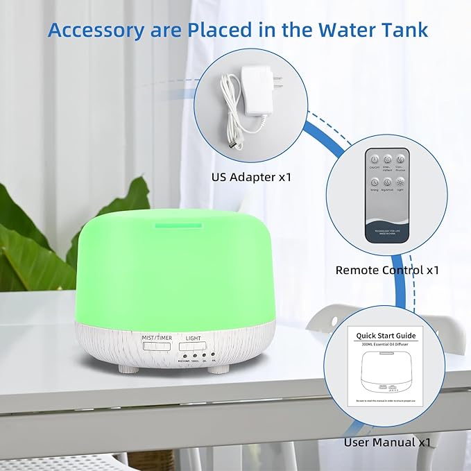 300ML Essential Oil Diffuser, Cool Mist Air Aromatherapy Oil Diffuser - Image 5