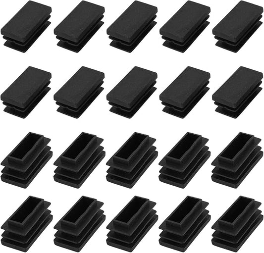 METALLIXITY Rectangle End Caps 24Pcs, Plastic Rectangle Tube Inserts Threaded by METALLIXITY