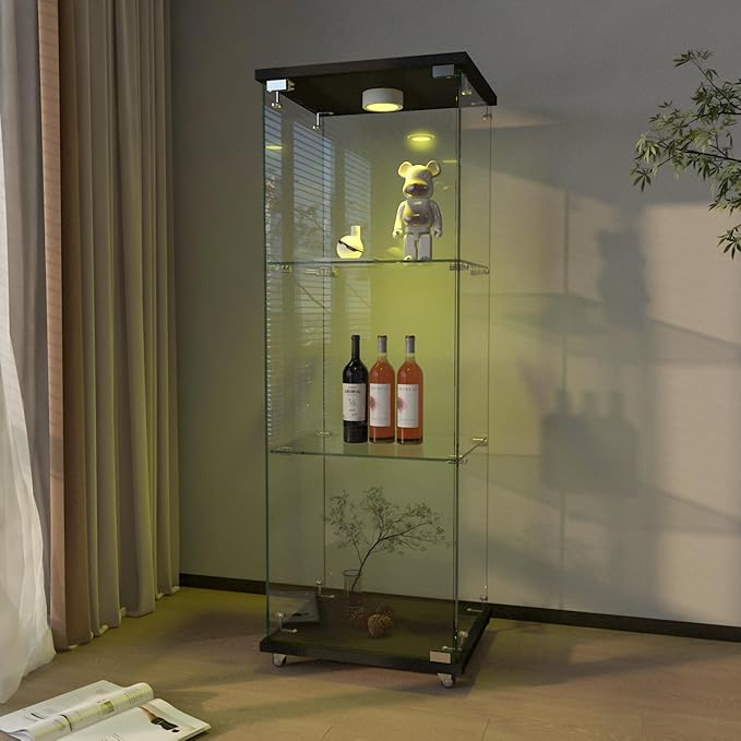 Yoluckea 3-Shelf Glass Display Cabinet by Yoluckea