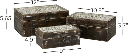 Deco 79 Wood Floral Handmade Decorative Box Decorative Keepsake Boxes - Image 6