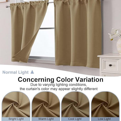 Chyhomenyc Taupe Short Blackout Curtains 45 Inch Length, Small Kitchen Curtain - Image 8