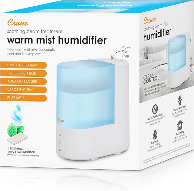 Crane Warm Mist Humidifier, Small Humidifier - Image 4