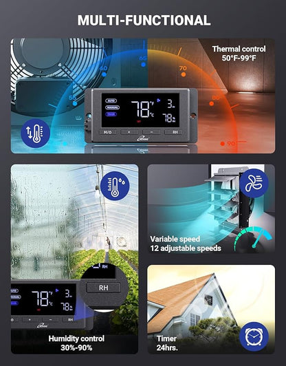 iLIVING 16" Wall Mounted Shutter Exhaust Fan, Automatic Shutter, Temperature - Image 4