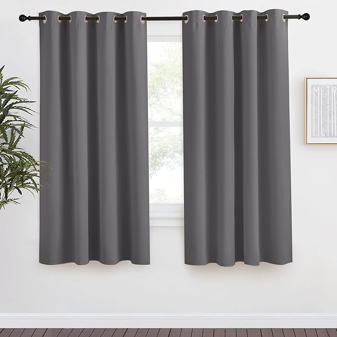 NICETOWN Grey Blackout Curtain 57 inch Long, 55 inches Width, 1 Panel, Thermal by NICETOWN