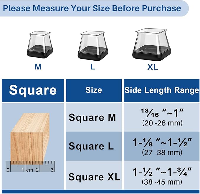 28 Pcs Chair Leg Sliders for Carpet, Square Chair Glides, Silicone Furniture - Image 3