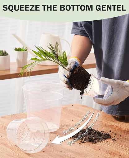 homenote Clear Nursery Pots for Plants, 6.7 Inch Plant Pot for Planting Plastic - Image 6