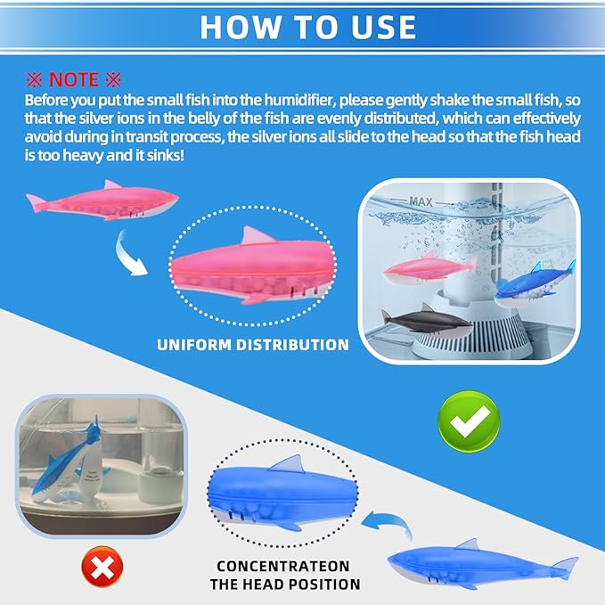 Humidifier Cleaner Fish 6 Pack, Humidifiers Fish Tanks Cleaner, Warm&Cool Most - Image 2