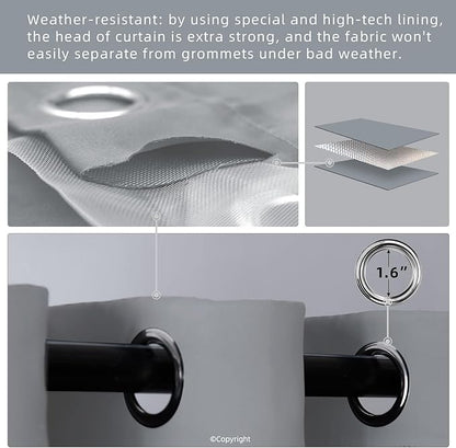 Waterproof Outdoor Curtain W52 x L63 - Image 3