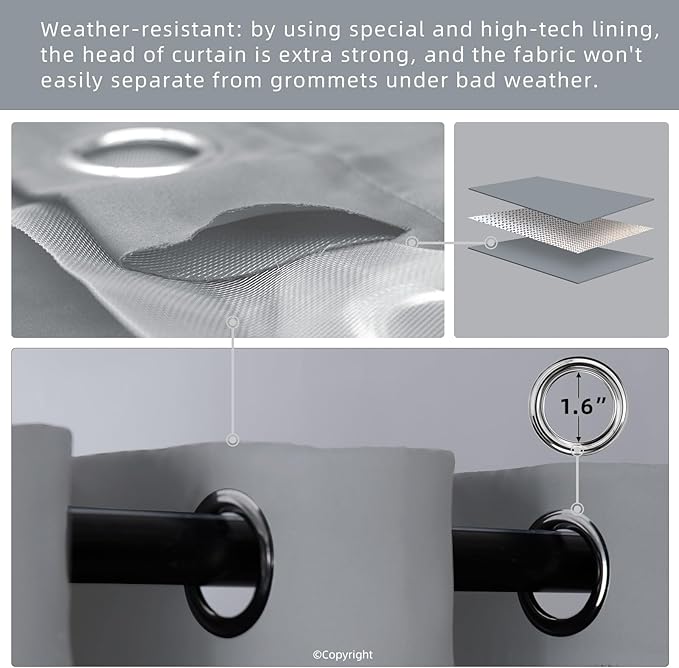 Outdoor Indoor Curtains W52 x L108 - Image 3