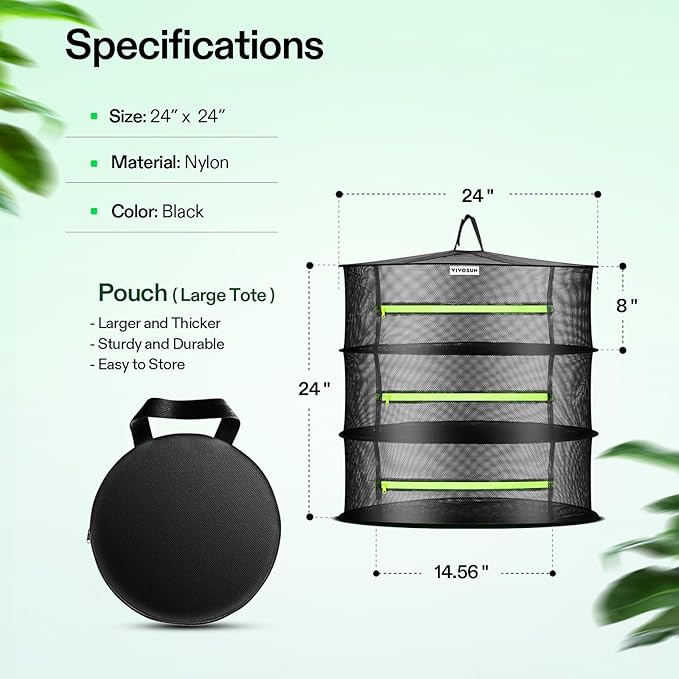 VIVOSUN 3-Layer Mesh Drying Rack Hanging Design - Image 2