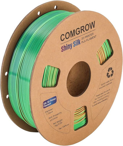 Comgrow Tri-Colors Silk PLA 3D Printer Filament, Rainbow PLA Filament 1.75mm - Image 2