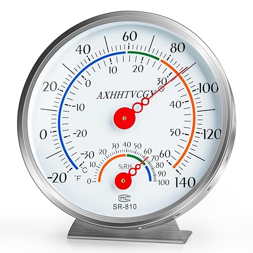 Indoor Outdoor Thermometer Hygrometer, Large Dial Wall Mount Waterproof by AXHHTVCGY