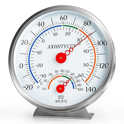 Indoor Outdoor Thermometer Hygrometer, Large Dial Wall Mount Waterproof by AXHHTVCGY