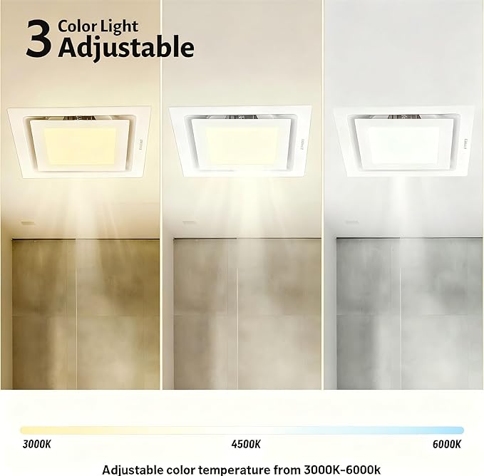 Bathroom Exhaust Fan with Light, 8-Inch Bath Fan with Light - Image 6