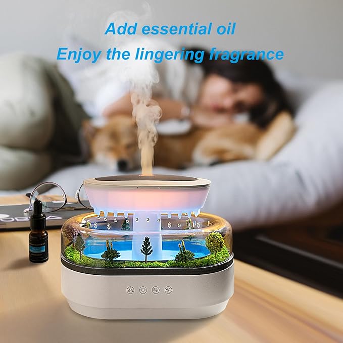 Rain Diffuser 250ML Essential Oil Diffuser, Cloud Humidifier Rain Water Drip - Image 6