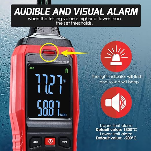 Humidity and Temperature Meter Data Logger Digital Psychrometer HVAC, Wet Bulb - Image 5