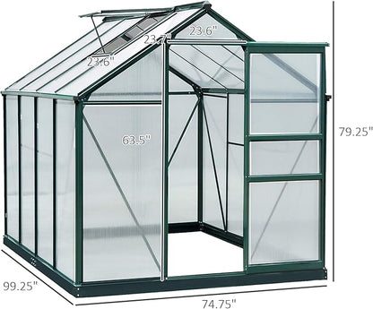 Outsunny 6' x 8' Greenhouse for Outdoors, Polycarbonate Greenhouse - Image 7