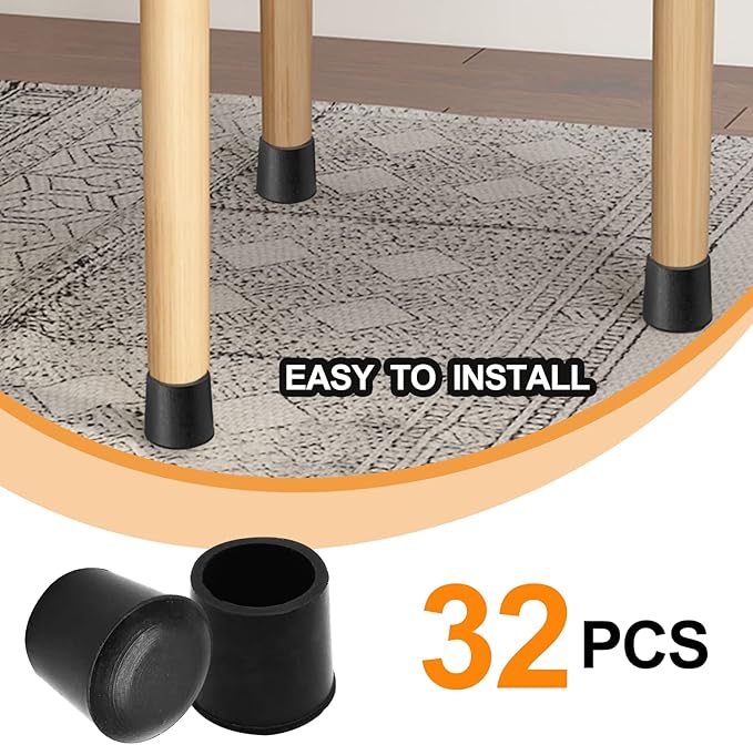 Piutouyar Round PVC Rubber Furniture Covers, 22mm / 7/8 Inches Table Chair Leg - Image 4