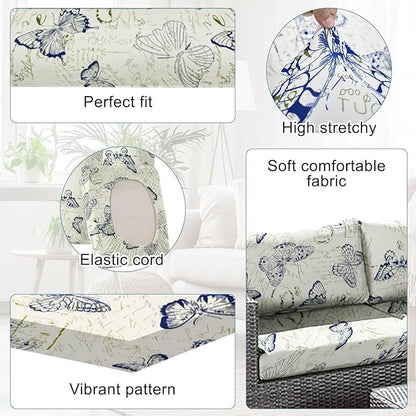 8pcs Outdoor Printed Sofa Seat Cushion Covers Strechable, Waterproof Elastic - Image 3