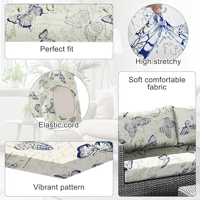 14pcs Outdoor Printed Sofa Seat Cushion Covers Strechable, Waterproof Elastic - Image 3