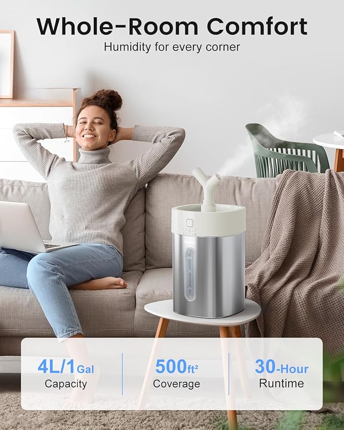 Feekaa Stainless Steel Humidifier, Easy Clean Dishwasher Safe, 4L/1Gal Cool - Image 2