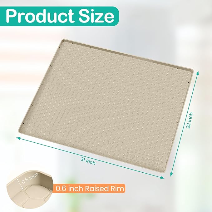 Waterproof Under Sink Mat 31" x 22", Silicone Cabinet Liner, Rubber Protector - Image 2