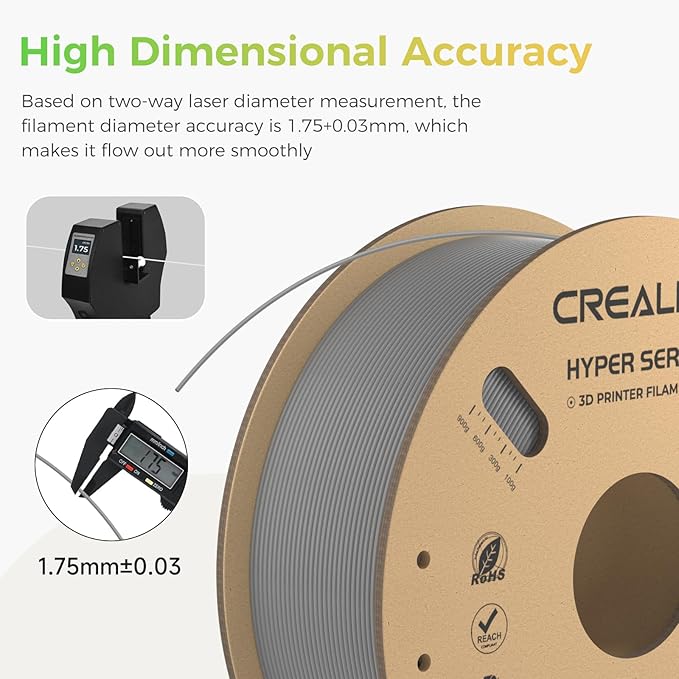 Creality Hyper PLA Filament Bundle Gray 4KG, No-Tangling Stronger Toughness Fit - Image 4