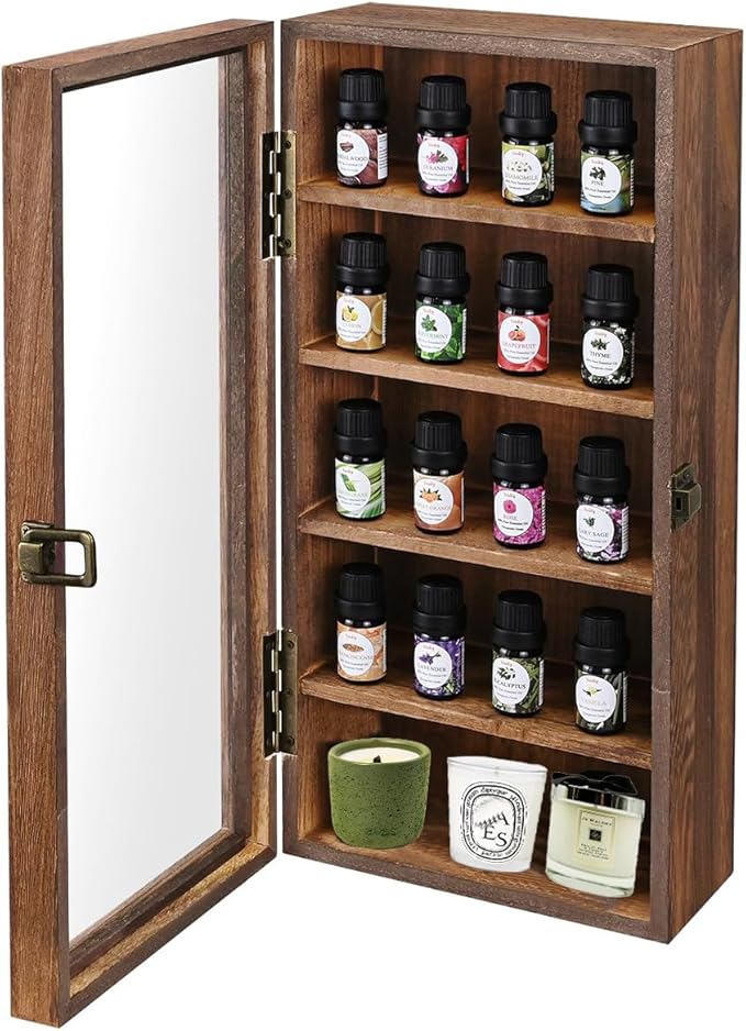 Wall Mounted Wooden Collectible Display Case 5 Shelf Display Storage by LITAITAI