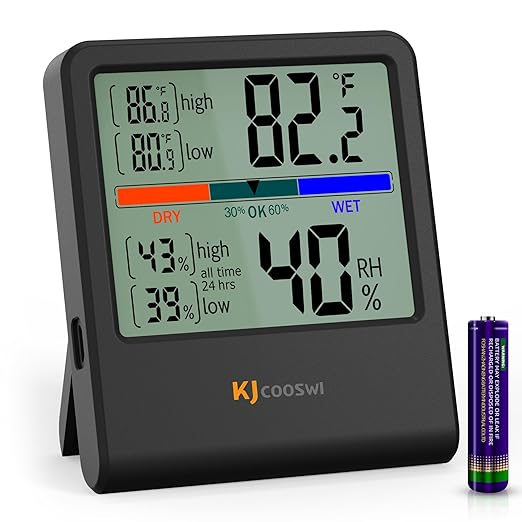 Digital Thermometer Hygrometer, Indoor Wall Thermometer Humidity Indoor by KJCOOSWI