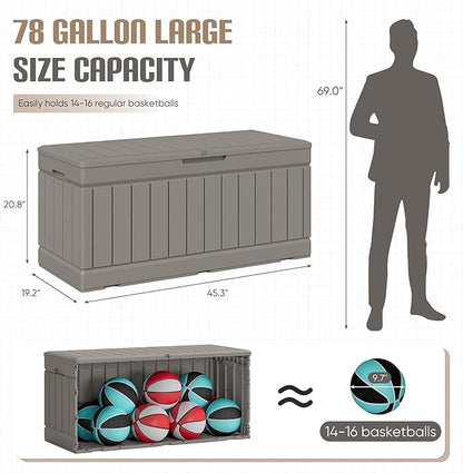 JUMMICO 78 Gallon Outdoor Deck Box Large Resin Storage Box - Image 5
