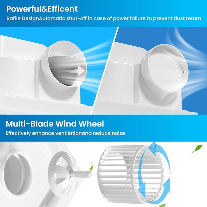 Hon&Guan Bathroom Exhaust Fan, Quiet Square Bathroom Vent Fan 111 CFM, 1.0 Sones - Image 5