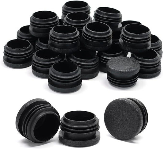 1" Plastic Hole Plugs Black -Round Chair Leg Caps, Flush Mount Pipe Plugs by EASYEAH