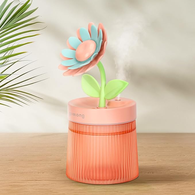 Cute Flower Mini Humidifier, 260ml Sunflower Portable Small Humidifier by Cerrota