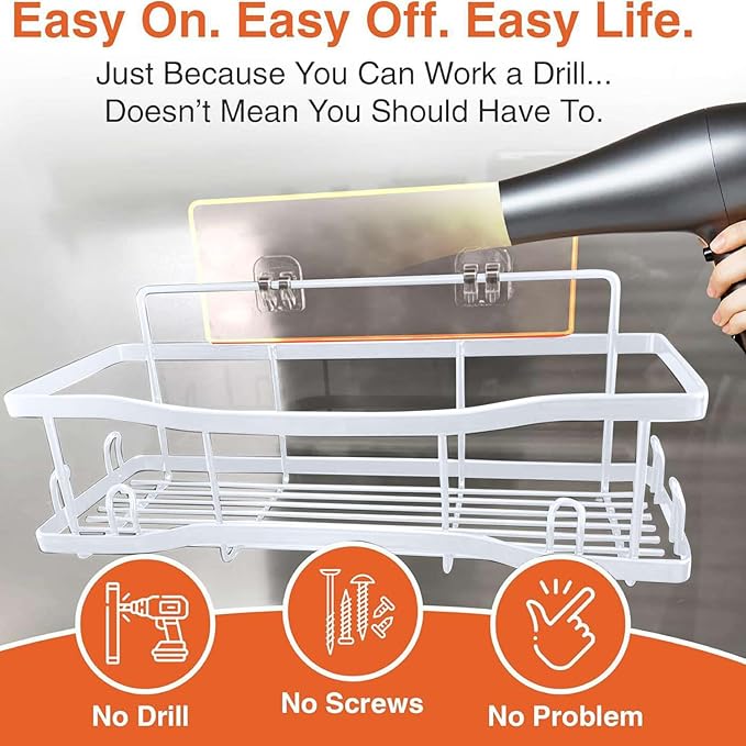 Shower Caddy Bathroom Shelves, The Athena Silken 4 Set, 40LB Capacity, Adhesive - Image 4