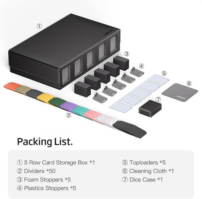 Trading Card Storage Box 5-Row 3900+ Capacity, TCG MTG Card Case - Image 3