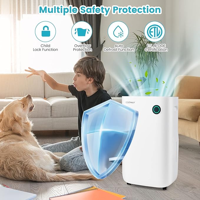 COSTWAY 73 Pint Dehumidifier for Basement, 4500 Sq. Ft Home Dehumidifier - Image 9
