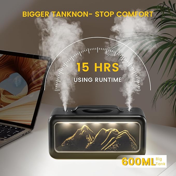 HEEYCEM Small Humidifiers for Bedroom, 600ml Cool Mist Top Fill Humidifier for - Image 4