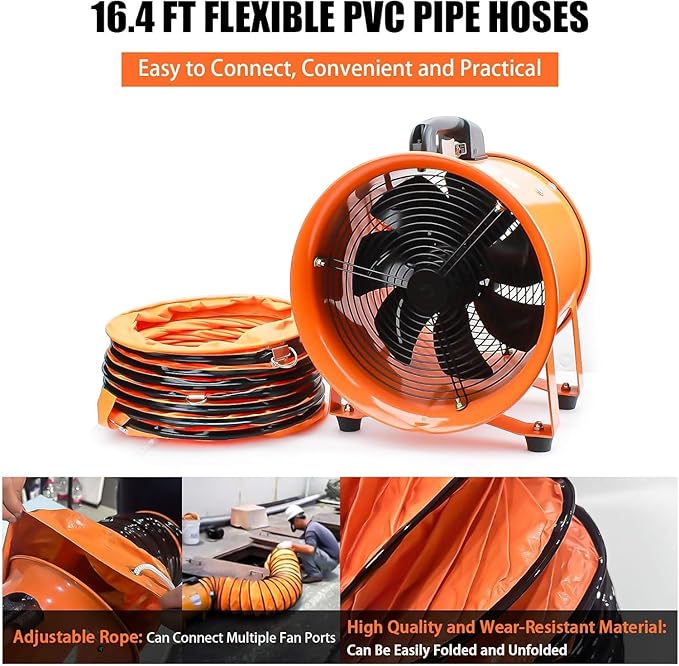 10-Inch High-Velocity Portable Utility Blower Fan, Industrial Exhaust Fan - Image 5