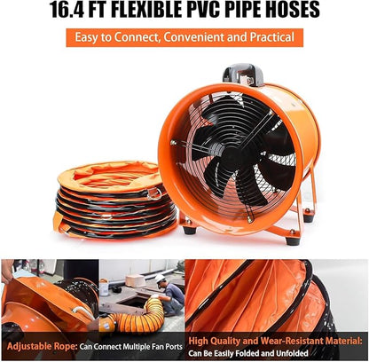 10-Inch High-Velocity Portable Utility Blower Fan, Industrial Exhaust Fan - Image 5