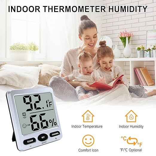 Urageuxy Hygrometer Thermometer Room Thermometer Indoor - Image 5
