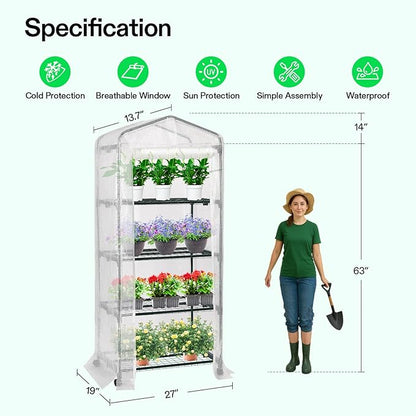 VIVOSUN Mini 4-Tier Greenhouse - Image 2