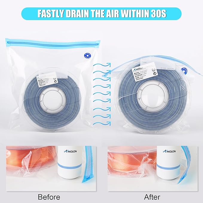 AMOLEN 28PCS Filament Storage Bags Vacuum Kit, Cleaning Drying Sealed 16 Bags - Image 2