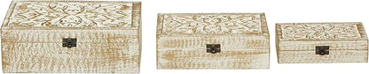 Deco 79 Mango Wood Floral Handmade Decorative Box Decorative Keepsake Boxes - Image 13